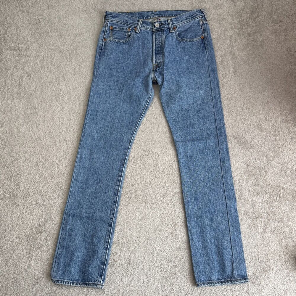 Levi's 501 Original Jeans Men 30x30 Blue Denim 5-Pocket Medium Wash Straight Leg